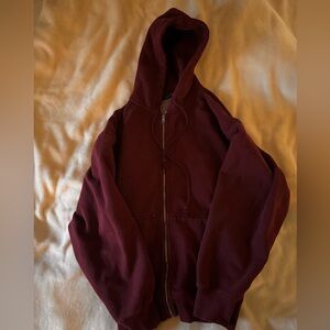 Red Brandy Melville Zip Up Hoodie - Oversized